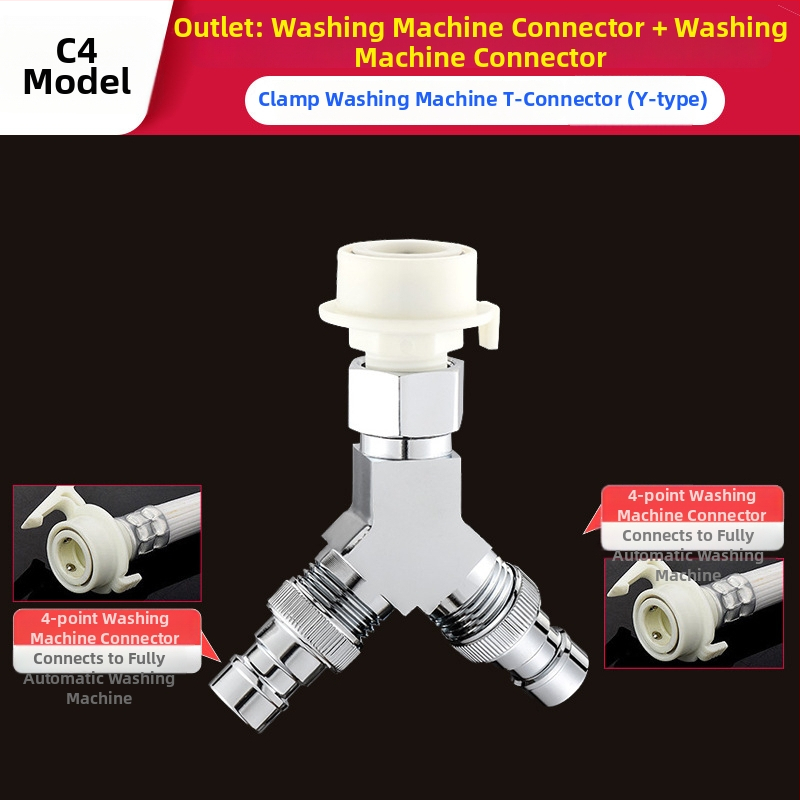 Tee pre práčku Quick-Connect: trojcestný, vstup-výstup 1-2, mosadz, keramický jadrový ventil