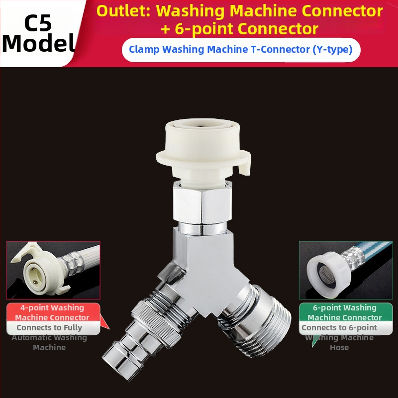 Tee pre práčku Quick-Connect: trojcestný, vstup-výstup 1-2, mosadz, keramický jadrový ventil