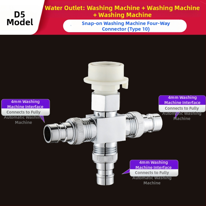 Tee pre práčku Quick-Connect: trojcestný, vstup-výstup 1-2, mosadz, keramický jadrový ventil