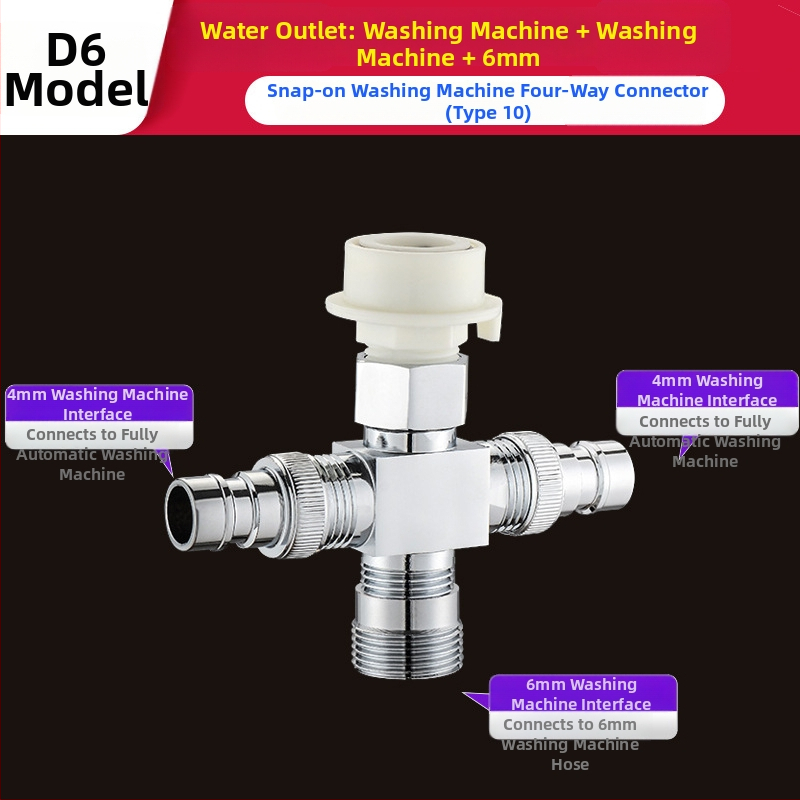 Tee pre práčku Quick-Connect: trojcestný, vstup-výstup 1-2, mosadz, keramický jadrový ventil