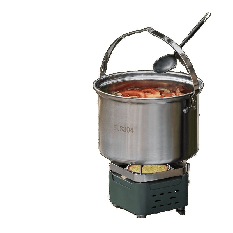 Комплект съдове за къмпинг от неръждаема стомана, преносими съдове и чайник (Материал: 304 неръждаема стомана; Функция: Преносим; Употреба: къмпинг на открито)