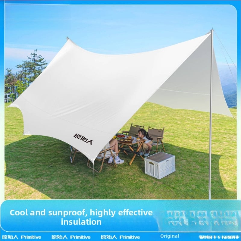 Kültéri árnyékoló sátor kempingezéshez - négyszögletes napvédő, poliészter anyag, vízállósági osztály 1