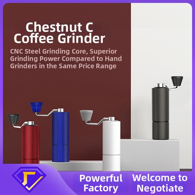 Ručný kávový mlyn Timemore C2S/C3S/S3 — kovové telo a kovová rukoväť