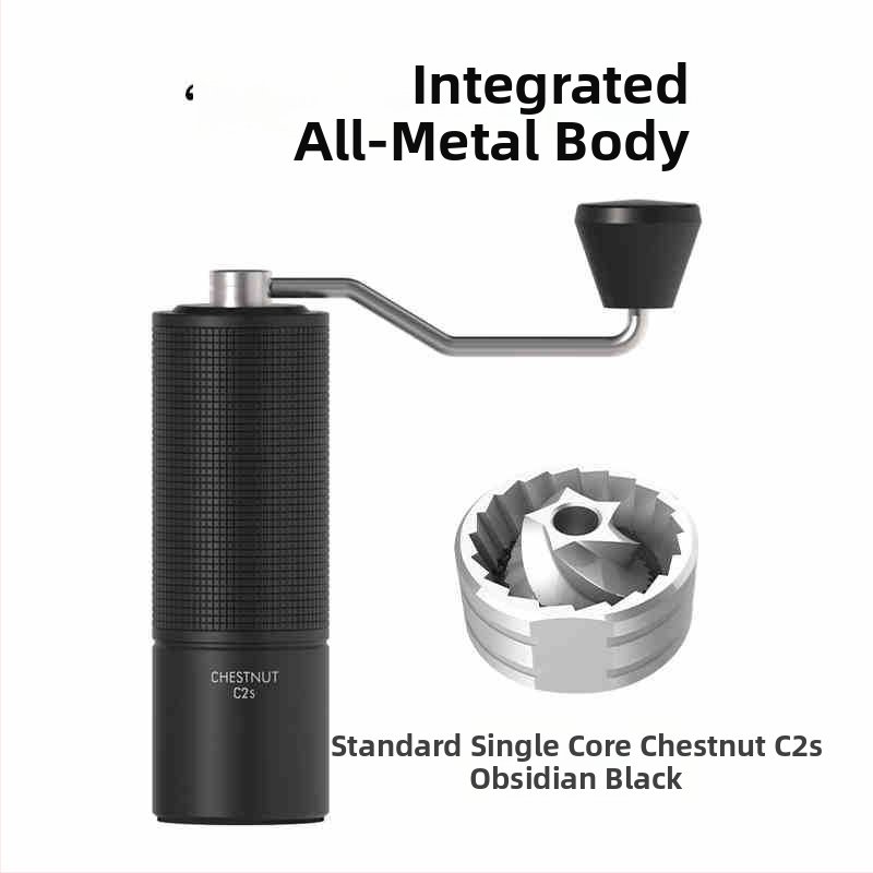 Ručný kávový mlyn Timemore C2S/C3S/S3 — kovové telo a kovová rukoväť