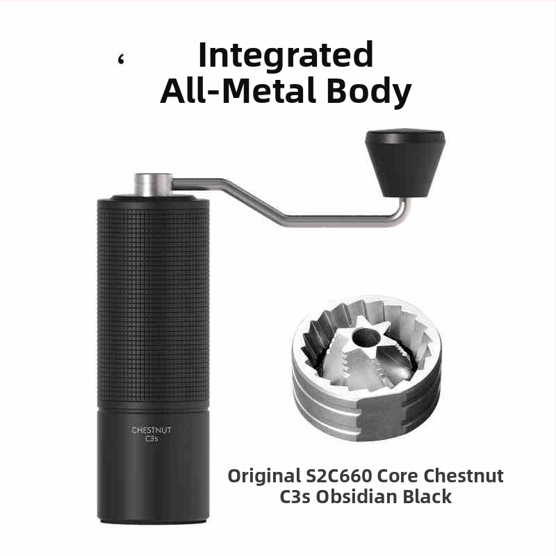 Ručný kávový mlyn Timemore C2S/C3S/S3 — kovové telo a kovová rukoväť