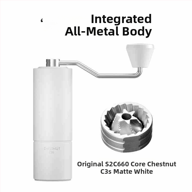 Ručný kávový mlyn Timemore C2S/C3S/S3 — kovové telo a kovová rukoväť