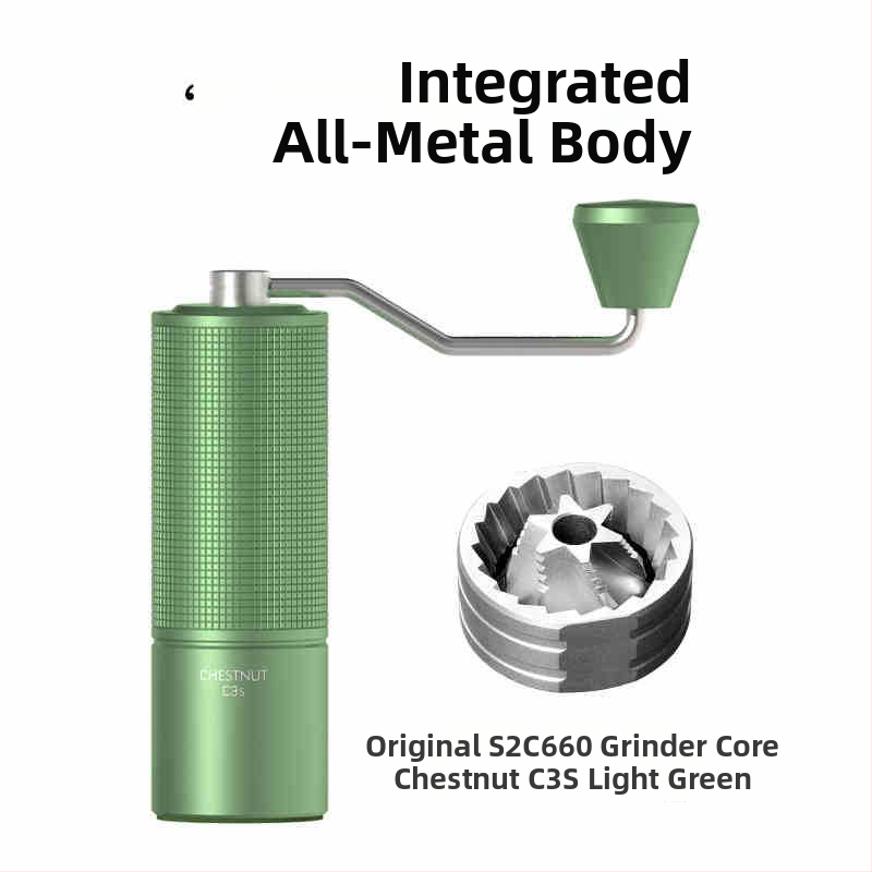 Ručný kávový mlyn Timemore C2S/C3S/S3 — kovové telo a kovová rukoväť