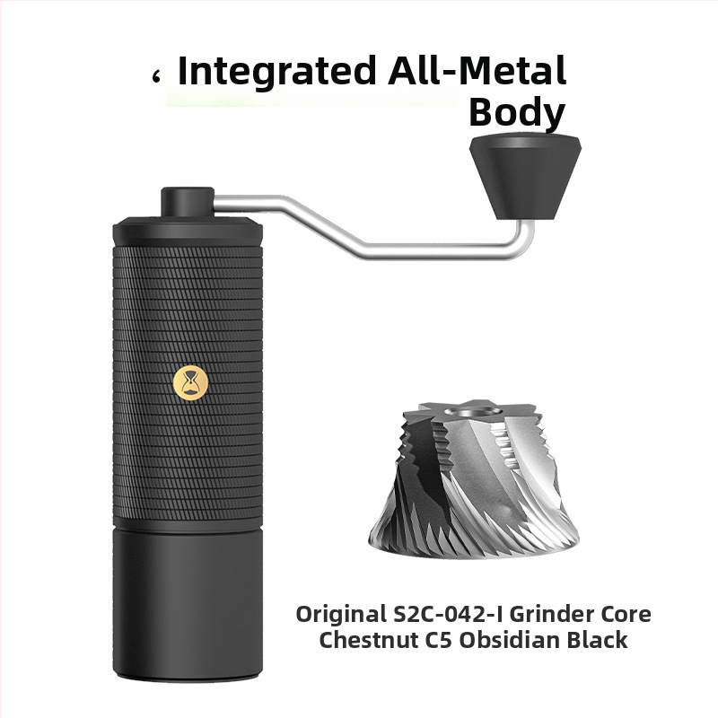 Ručný kávový mlyn Timemore C2S/C3S/S3 — kovové telo a kovová rukoväť