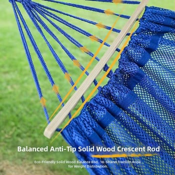 Хамак от ледено-ситова мрежеста тъкан, дишащ за външна употреба, носимост 250 кг, тегло 650 г