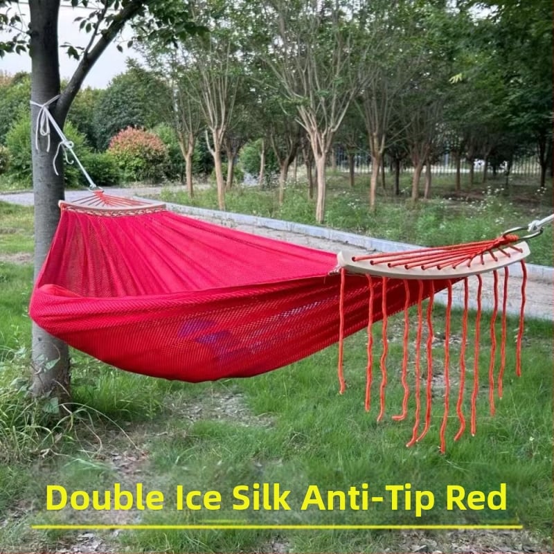 Хамак от ледено-ситова мрежеста тъкан, дишащ за външна употреба, носимост 250 кг, тегло 650 г