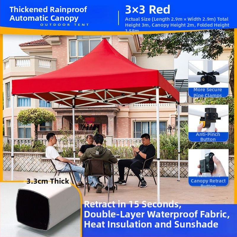 Lean and graceful kültéri árnyékoló sátor, extra vastag szerkezet, összehajtható négy lábú sátor, Oxford anyag, vízállóság >3000 mm, termékkód 1026076010