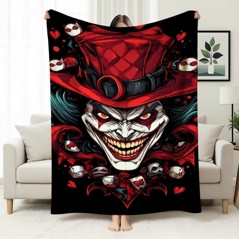 Cuvertură flanelă cu temă clovn — poliester ușor sub 300 g, personalizabilă cu poze, potrivită pentru toate anotimpurile