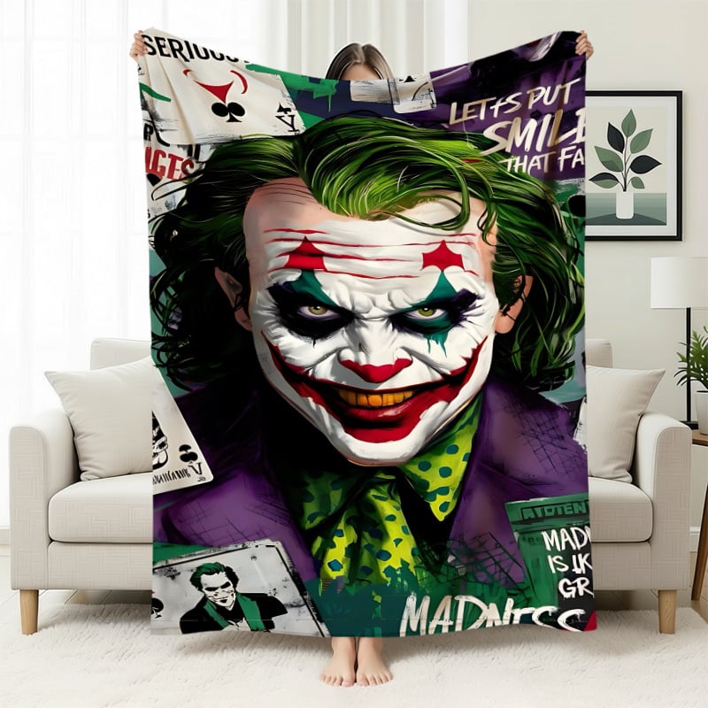 Cuvertură flanelă cu temă clovn — poliester ușor sub 300 g, personalizabilă cu poze, potrivită pentru toate anotimpurile