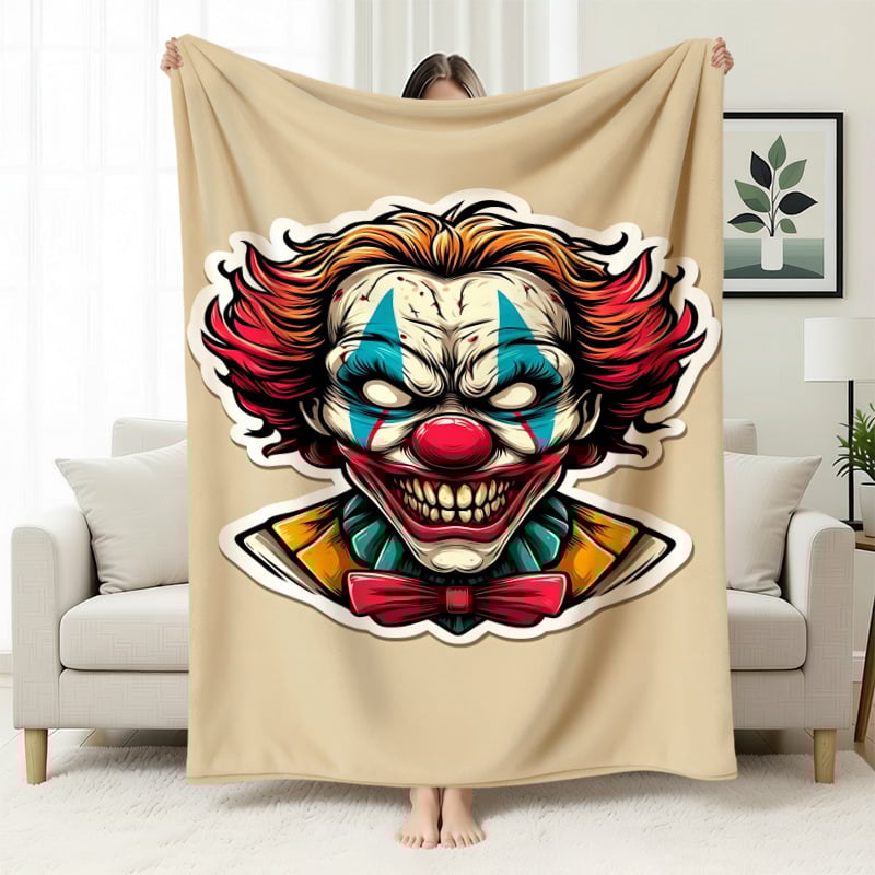 Cuvertură flanelă cu temă clovn — poliester ușor sub 300 g, personalizabilă cu poze, potrivită pentru toate anotimpurile
