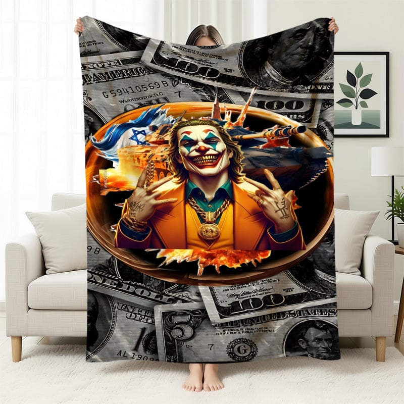 Cuvertură flanelă cu temă clovn — poliester ușor sub 300 g, personalizabilă cu poze, potrivită pentru toate anotimpurile