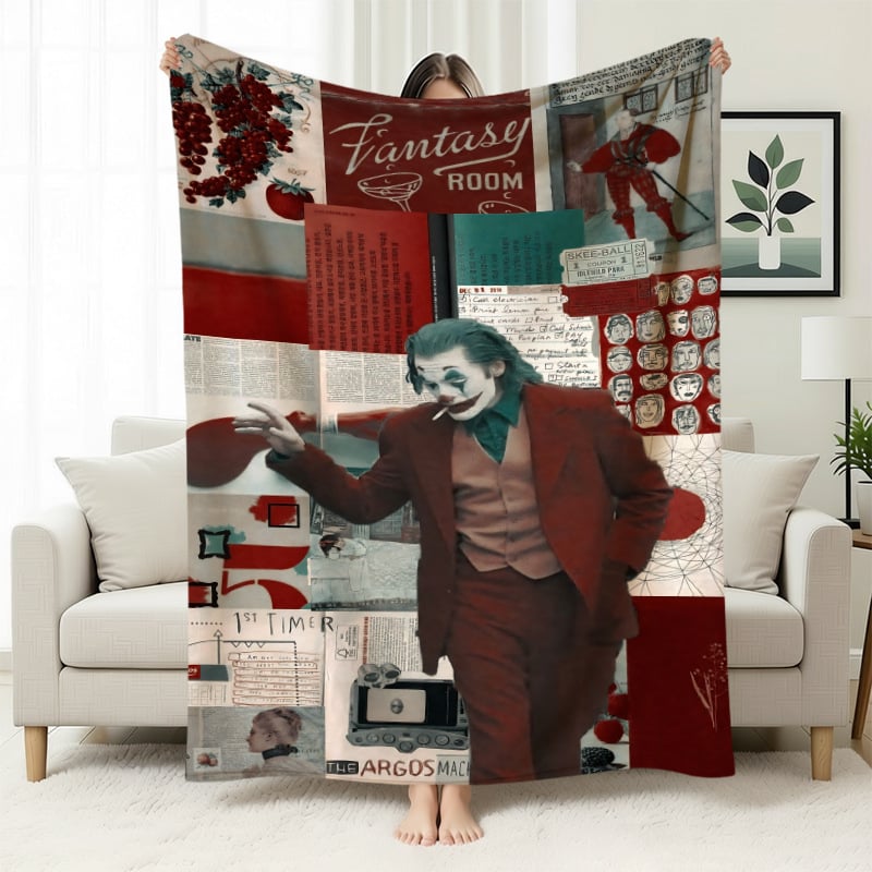 Cuvertură flanelă cu temă clovn — poliester ușor sub 300 g, personalizabilă cu poze, potrivită pentru toate anotimpurile