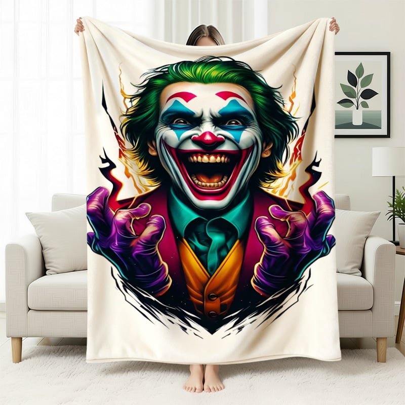 Cuvertură flanelă cu temă clovn — poliester ușor sub 300 g, personalizabilă cu poze, potrivită pentru toate anotimpurile