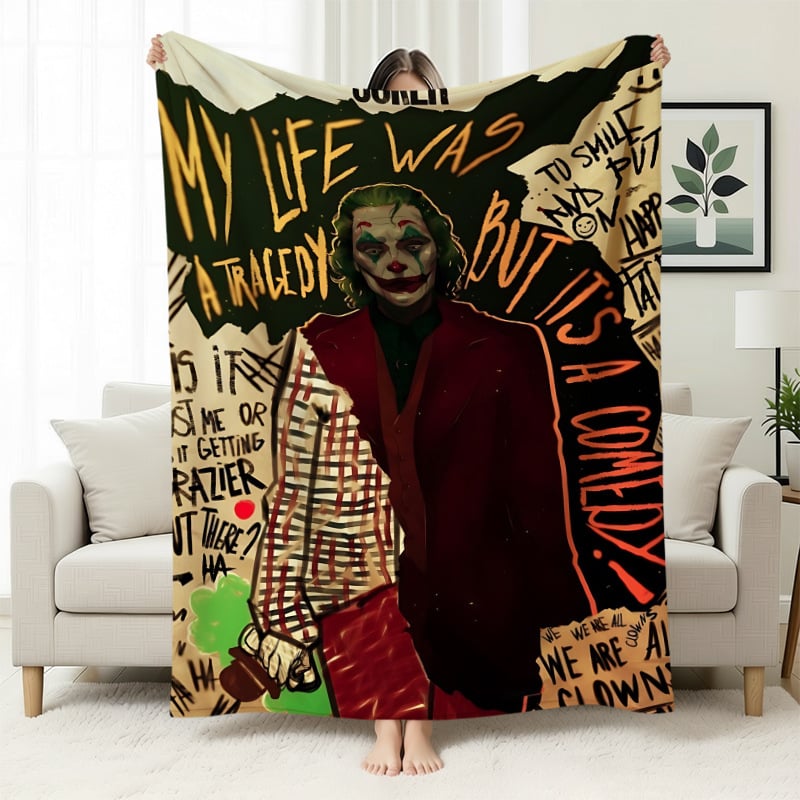 Cuvertură flanelă cu temă clovn — poliester ușor sub 300 g, personalizabilă cu poze, potrivită pentru toate anotimpurile