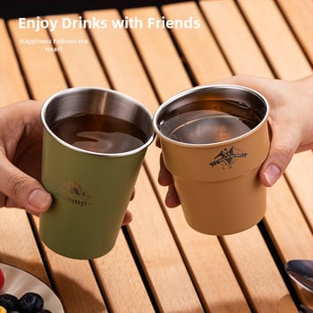 Къмпинг чаша за кафе от 304 неръждаема стомана, еднослойна, преносима • модел A300-350 • тегло 58 г • за 1 човек