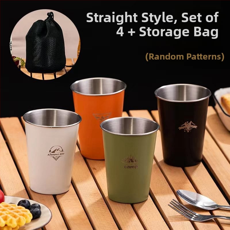 Къмпинг чаша за кафе от 304 неръждаема стомана, еднослойна, преносима • модел A300-350 • тегло 58 г • за 1 човек