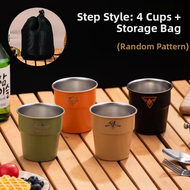 Къмпинг чаша за кафе от 304 неръждаема стомана, еднослойна, преносима • модел A300-350 • тегло 58 г • за 1 човек