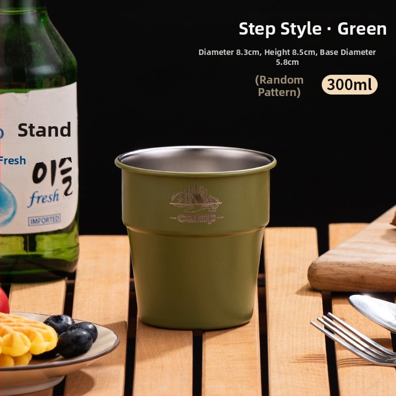 Къмпинг чаша за кафе от 304 неръждаема стомана, еднослойна, преносима • модел A300-350 • тегло 58 г • за 1 човек