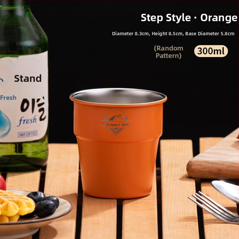 Къмпинг чаша за кафе от 304 неръждаема стомана, еднослойна, преносима • модел A300-350 • тегло 58 г • за 1 човек