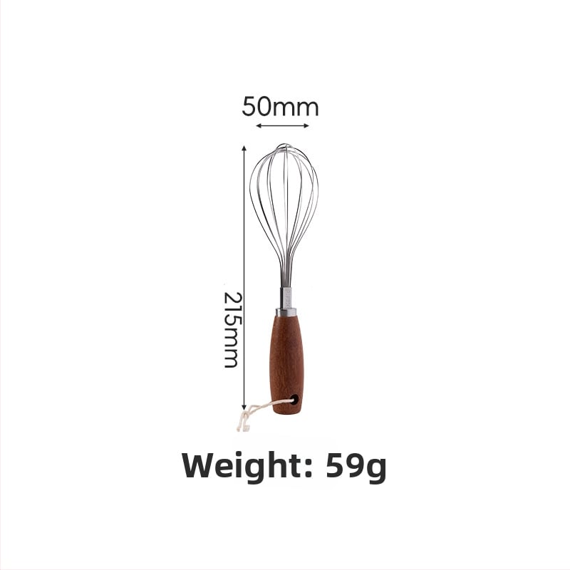 Jueshi Bățător pentru ouă cu mâner din lemn și separator de gălbenuș – Instrument din oțel inoxidabil, cu suport staționar, pentru bătut ouă, separare gălbenuș și filtrare pentru hrana bebelușilor