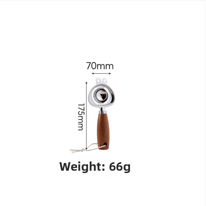 Jueshi Bățător pentru ouă cu mâner din lemn și separator de gălbenuș – Instrument din oțel inoxidabil, cu suport staționar, pentru bătut ouă, separare gălbenuș și filtrare pentru hrana bebelușilor