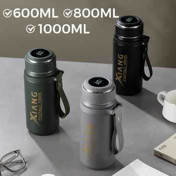 Termos cu funie pentru purtare, interior din oțel inoxidabil 316, carcasă din oțel inoxidabil 201, izolație vid 6–12 ore, logo personalizabil