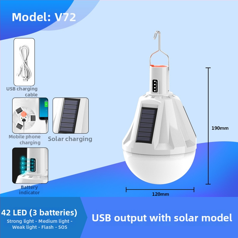 Lampă LED pentru camping, alimentare solară, baterie Li-ion încorporată, 3V, 10W, telecomandă