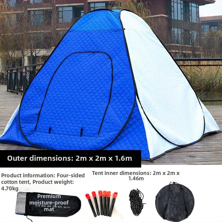 Зимна палатка за ледено риболов със автоматично разпъване, пирамидална едностепенна конструкция, тегло 4,7 кг, пръти от фибростъкло, Oxford плат вътрешен и външен