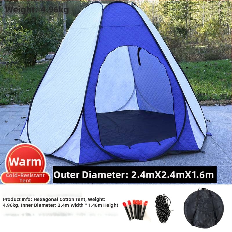 Зимна палатка за ледено риболов със автоматично разпъване, пирамидална едностепенна конструкция, тегло 4,7 кг, пръти от фибростъкло, Oxford плат вътрешен и външен