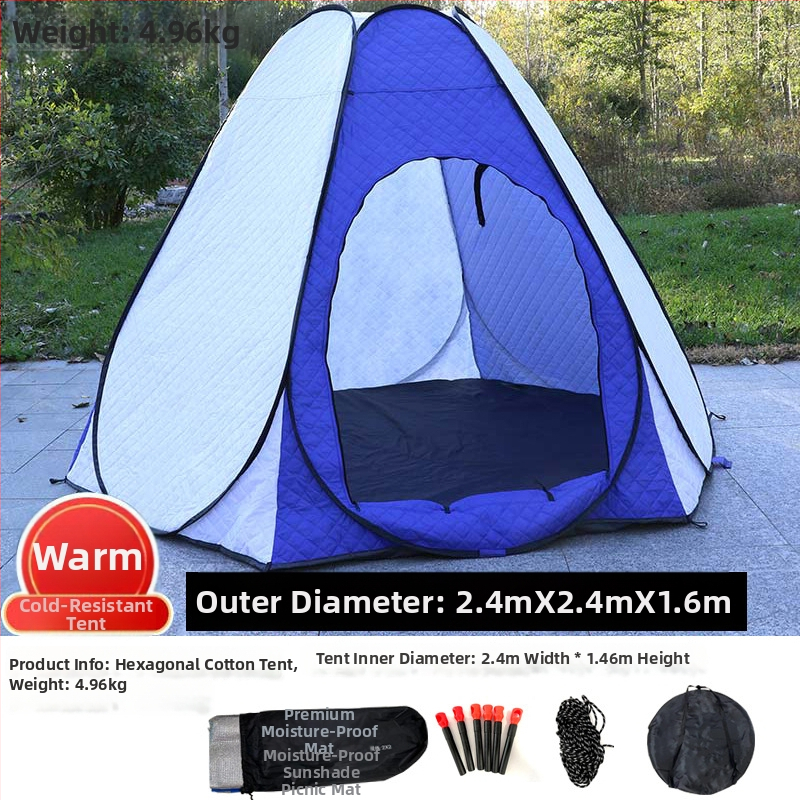 Зимна палатка за ледено риболов със автоматично разпъване, пирамидална едностепенна конструкция, тегло 4,7 кг, пръти от фибростъкло, Oxford плат вътрешен и външен