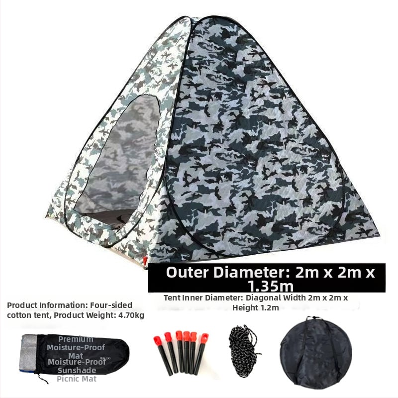 Зимна палатка за ледено риболов със автоматично разпъване, пирамидална едностепенна конструкция, тегло 4,7 кг, пръти от фибростъкло, Oxford плат вътрешен и външен