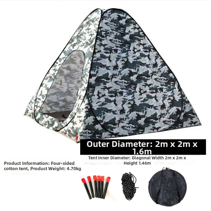 Зимна палатка за ледено риболов със автоматично разпъване, пирамидална едностепенна конструкция, тегло 4,7 кг, пръти от фибростъкло, Oxford плат вътрешен и външен