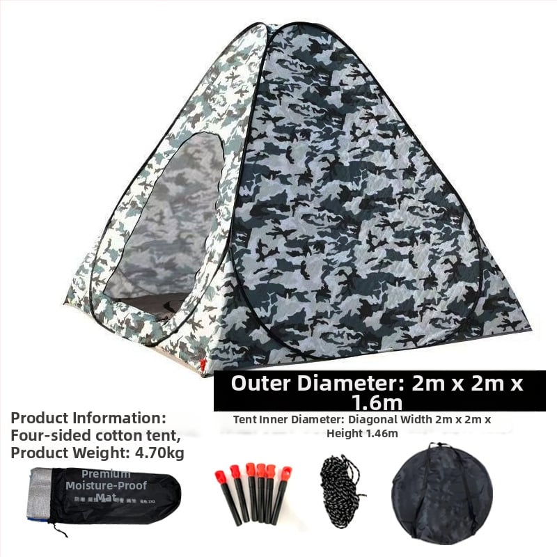 Зимна палатка за ледено риболов със автоматично разпъване, пирамидална едностепенна конструкция, тегло 4,7 кг, пръти от фибростъкло, Oxford плат вътрешен и външен