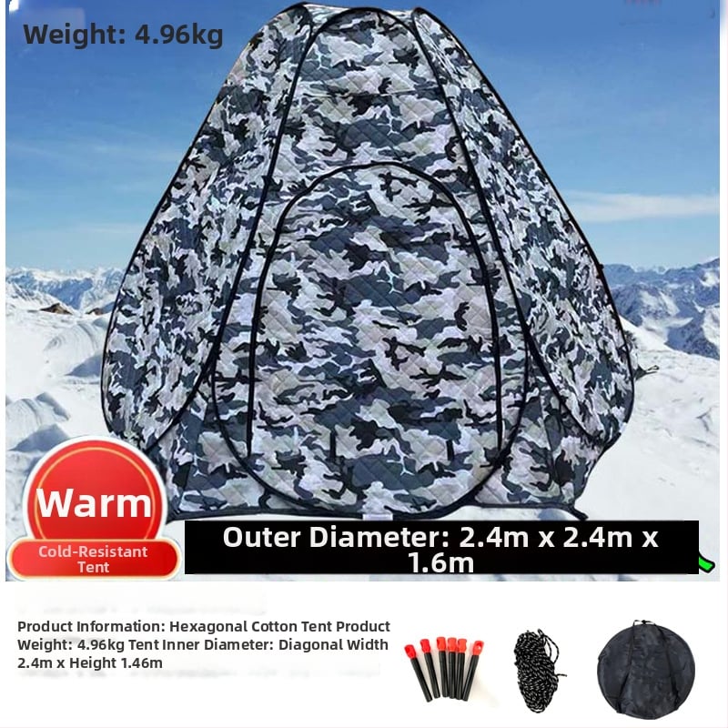 Зимна палатка за ледено риболов със автоматично разпъване, пирамидална едностепенна конструкция, тегло 4,7 кг, пръти от фибростъкло, Oxford плат вътрешен и външен
