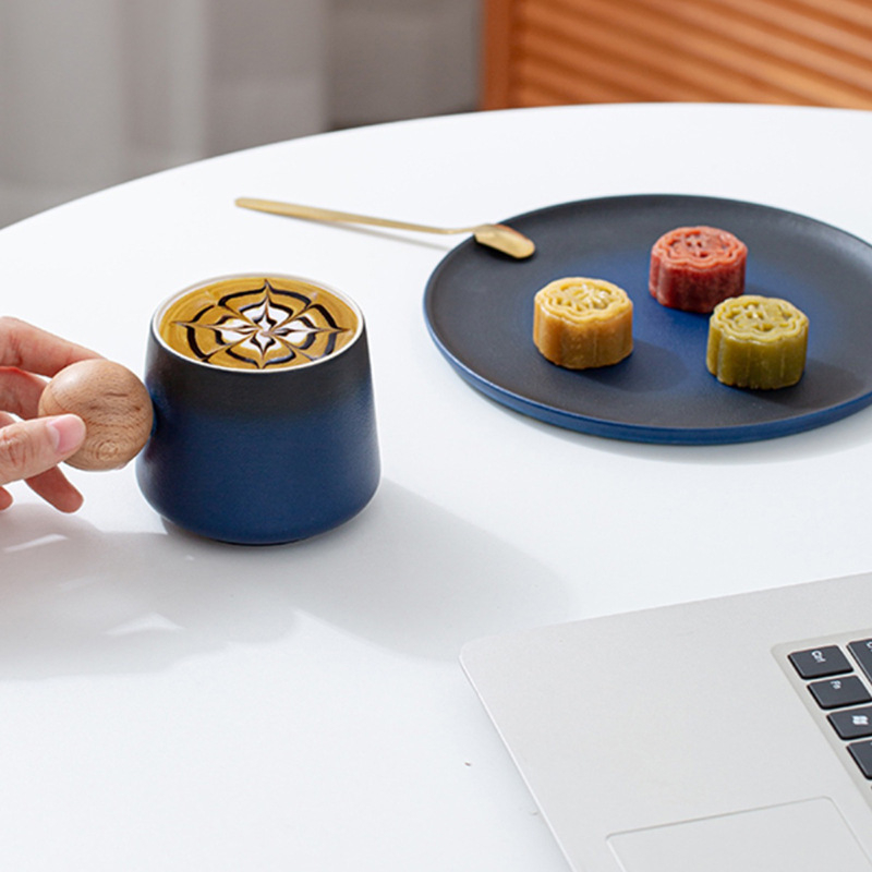 Set de cești de cafea din ceramică, stil Nordic, model solid, imprimare a siglei, ambalaj în cutie de carton