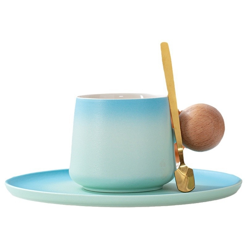 Set de cești de cafea din ceramică, stil Nordic, model solid, imprimare a siglei, ambalaj în cutie de carton