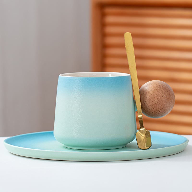 Set de cești de cafea din ceramică, stil Nordic, model solid, imprimare a siglei, ambalaj în cutie de carton