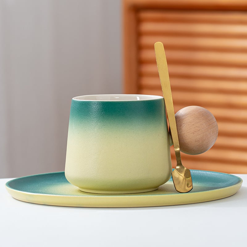 Set de cești de cafea din ceramică, stil Nordic, model solid, imprimare a siglei, ambalaj în cutie de carton