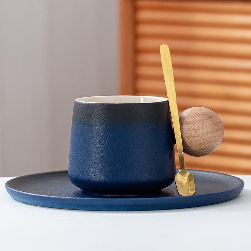 Set de cești de cafea din ceramică, stil Nordic, model solid, imprimare a siglei, ambalaj în cutie de carton