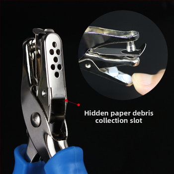 Ručný dierovač s gumovou úpravou a kovovým telom (Model 130BJ6G, 1 otvor, ručné ovládanie, hmotnosť 87 g)