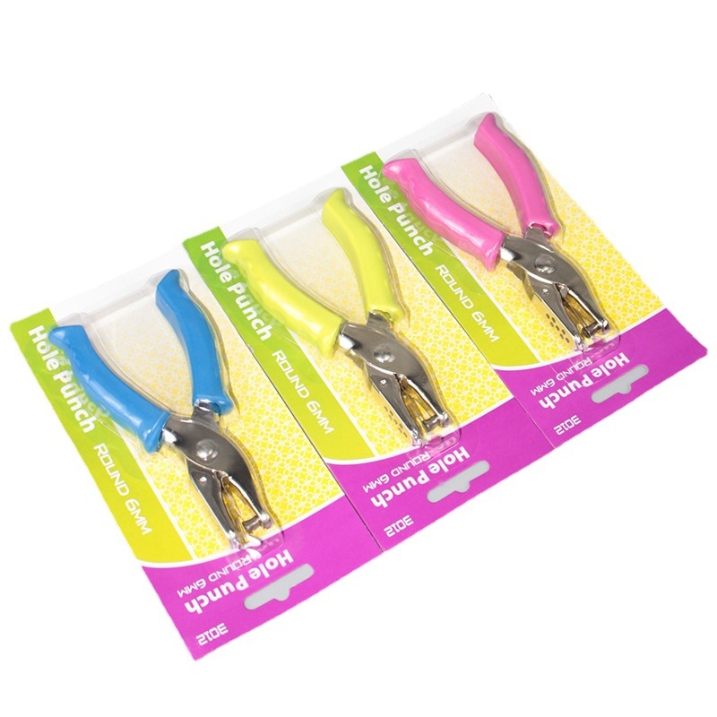 Kézi lyukasztó gumírozott markolattal és fém testtel (Modell 130BJ6G, 1 lyuk, kézi működtetés, tömeg 87 g)