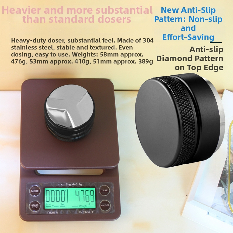 Tamper za espresso od nehrđajućeg čelika, podesiva drška, 500 g težine, za aparate za kavu, ured, dom i kafić