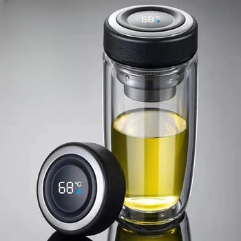 Ποτήρι νερού με διπλό τοίχωμα από θρεμοανθεκτικό γυαλί μποροσιλικό για αυτοκινητισμό; απλός σχεδιασμός χωρίς λαβή ή καπάκι; φινίρισμα αμμοβολής.