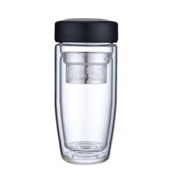 Ποτήρι νερού με διπλό τοίχωμα από θρεμοανθεκτικό γυαλί μποροσιλικό για αυτοκινητισμό; απλός σχεδιασμός χωρίς λαβή ή καπάκι; φινίρισμα αμμοβολής.