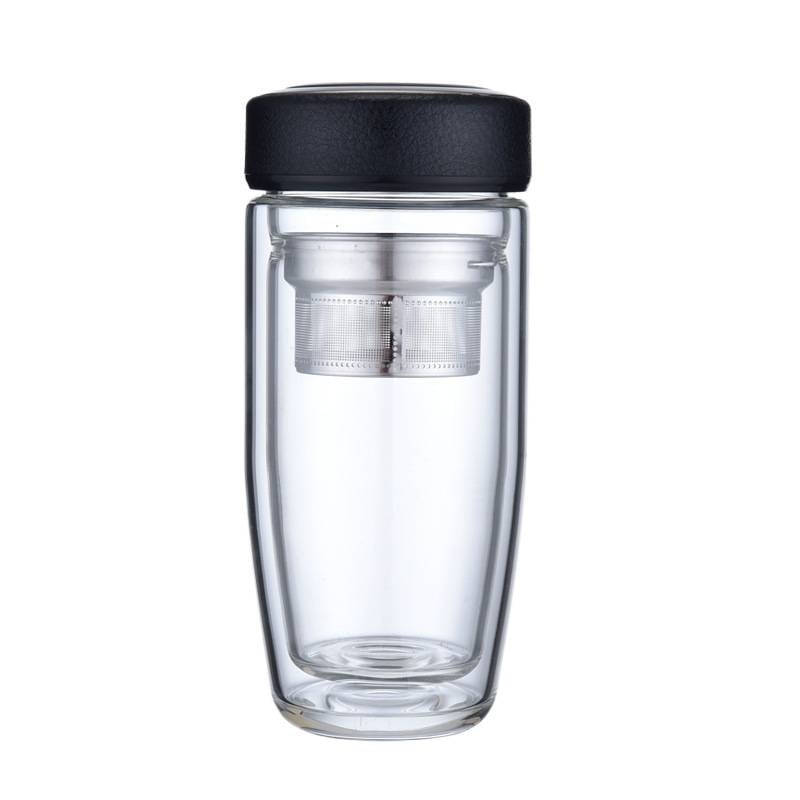 Ποτήρι νερού με διπλό τοίχωμα από θρεμοανθεκτικό γυαλί μποροσιλικό για αυτοκινητισμό; απλός σχεδιασμός χωρίς λαβή ή καπάκι; φινίρισμα αμμοβολής.