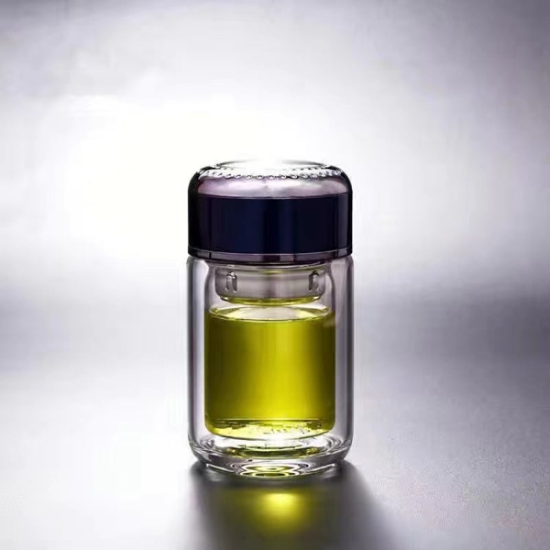 Ποτήρι νερού με διπλό τοίχωμα από θρεμοανθεκτικό γυαλί μποροσιλικό για αυτοκινητισμό; απλός σχεδιασμός χωρίς λαβή ή καπάκι; φινίρισμα αμμοβολής.